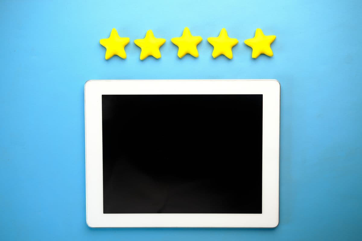 A restaurant review app on a phone