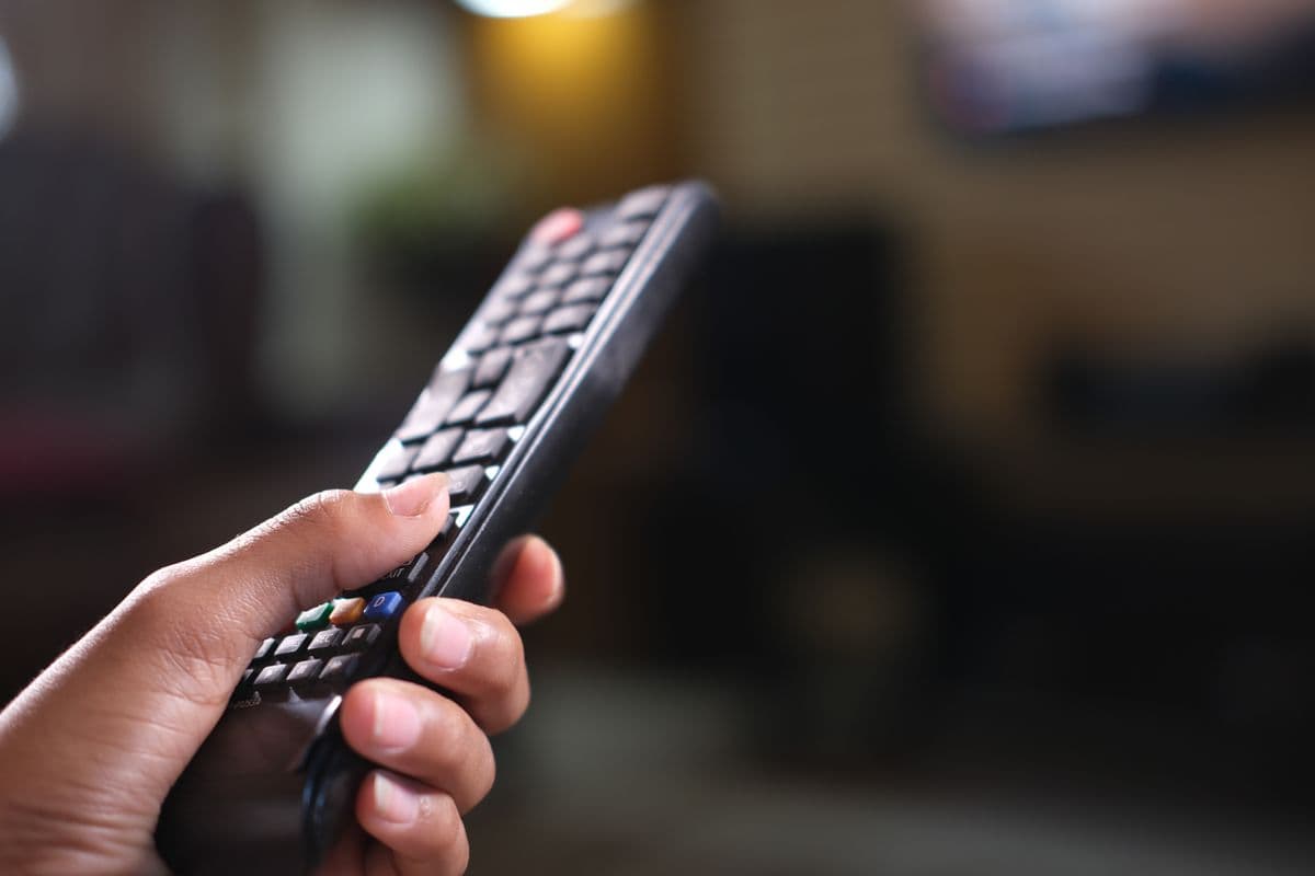 Watching television at home