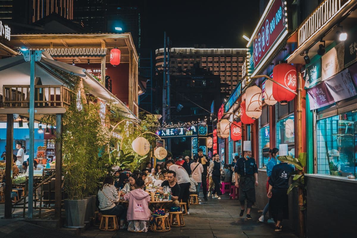 A street lined with restaurants