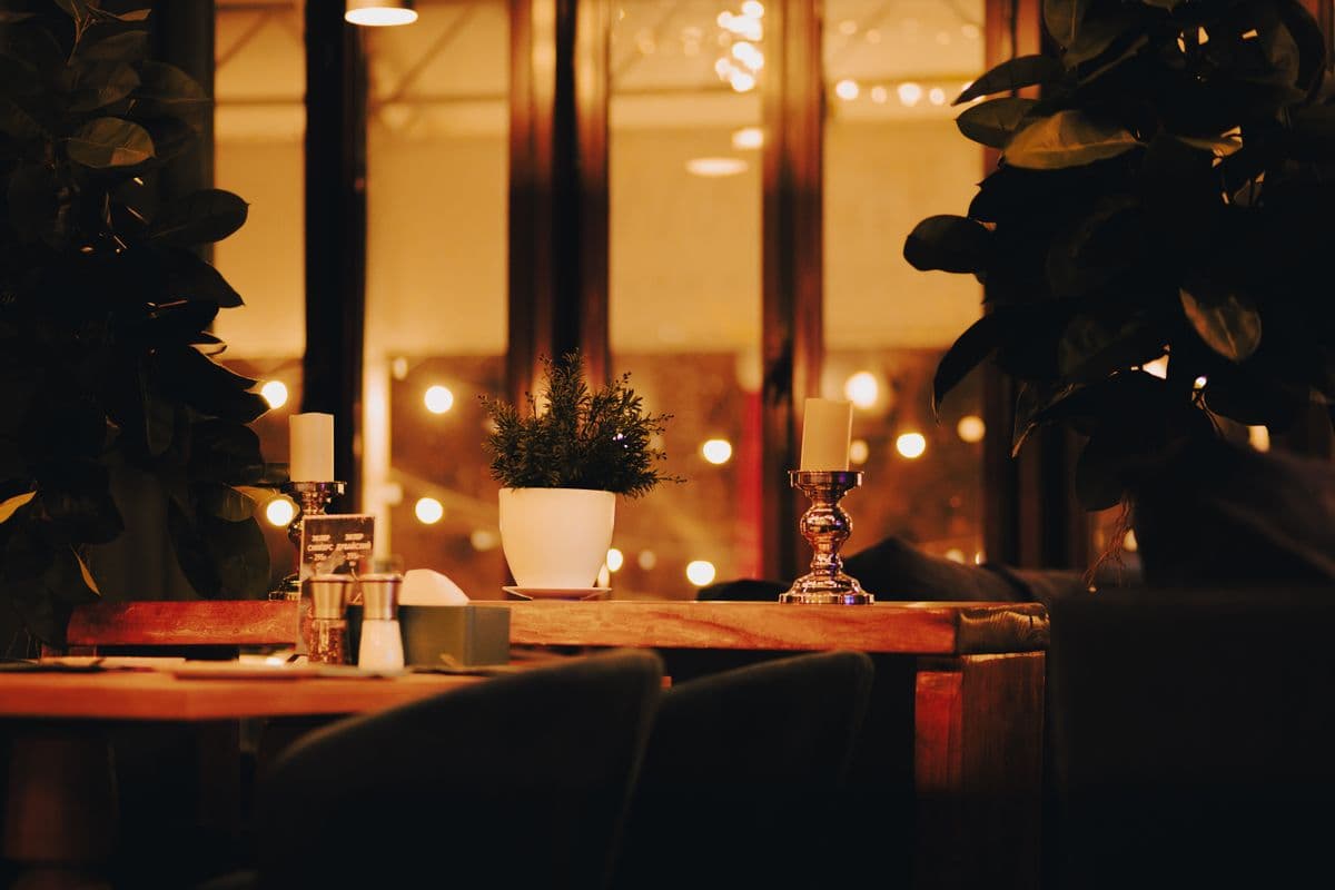 A cozy, warmly lit restaurant