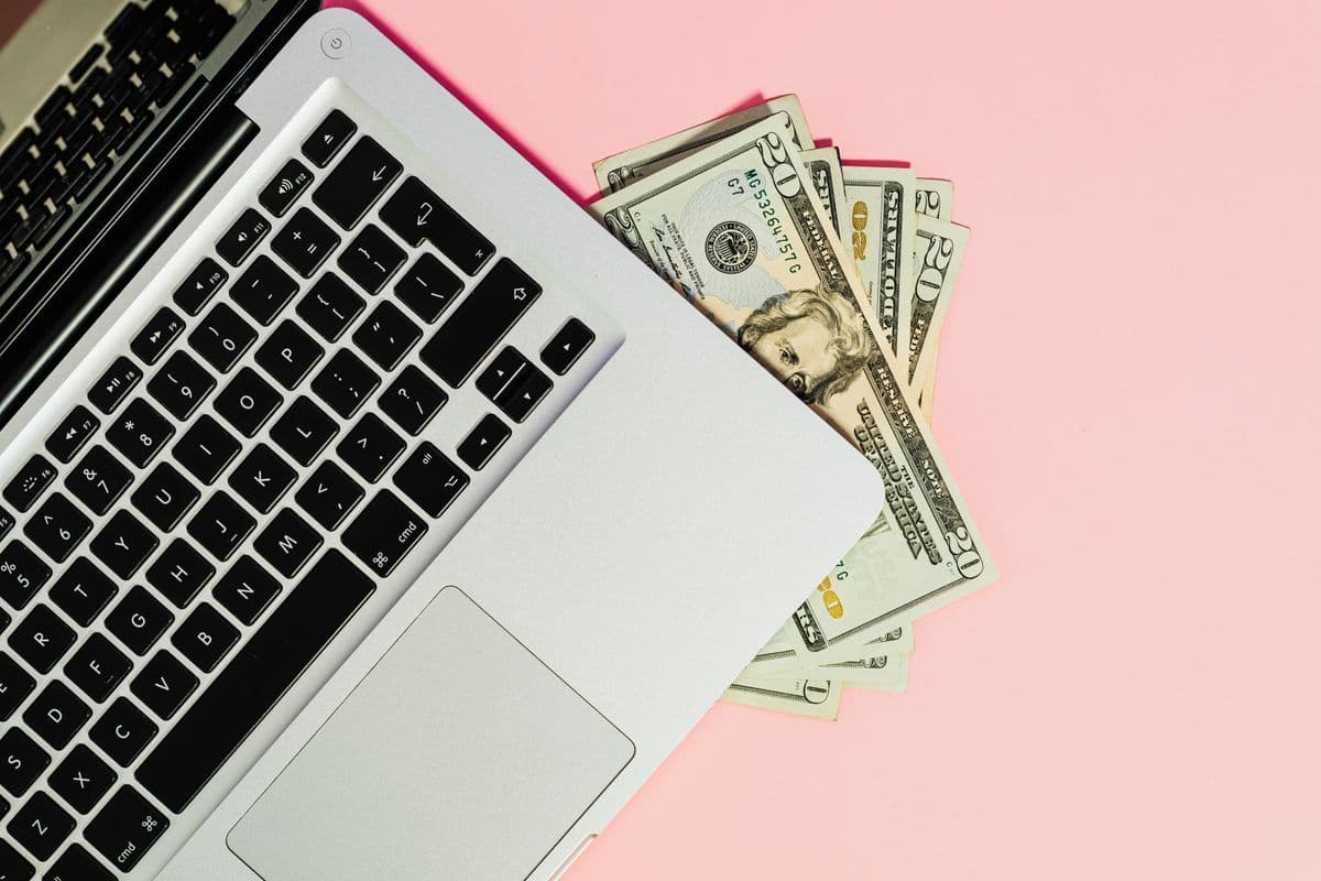 Online earning at a laptop