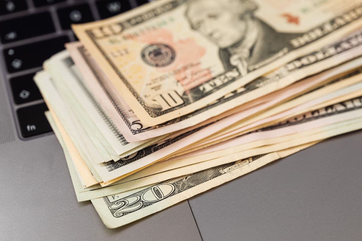 Online banking on a laptop
