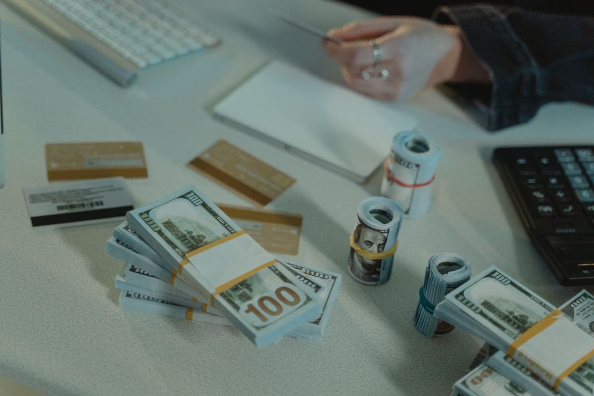 Credit cards and a calculator