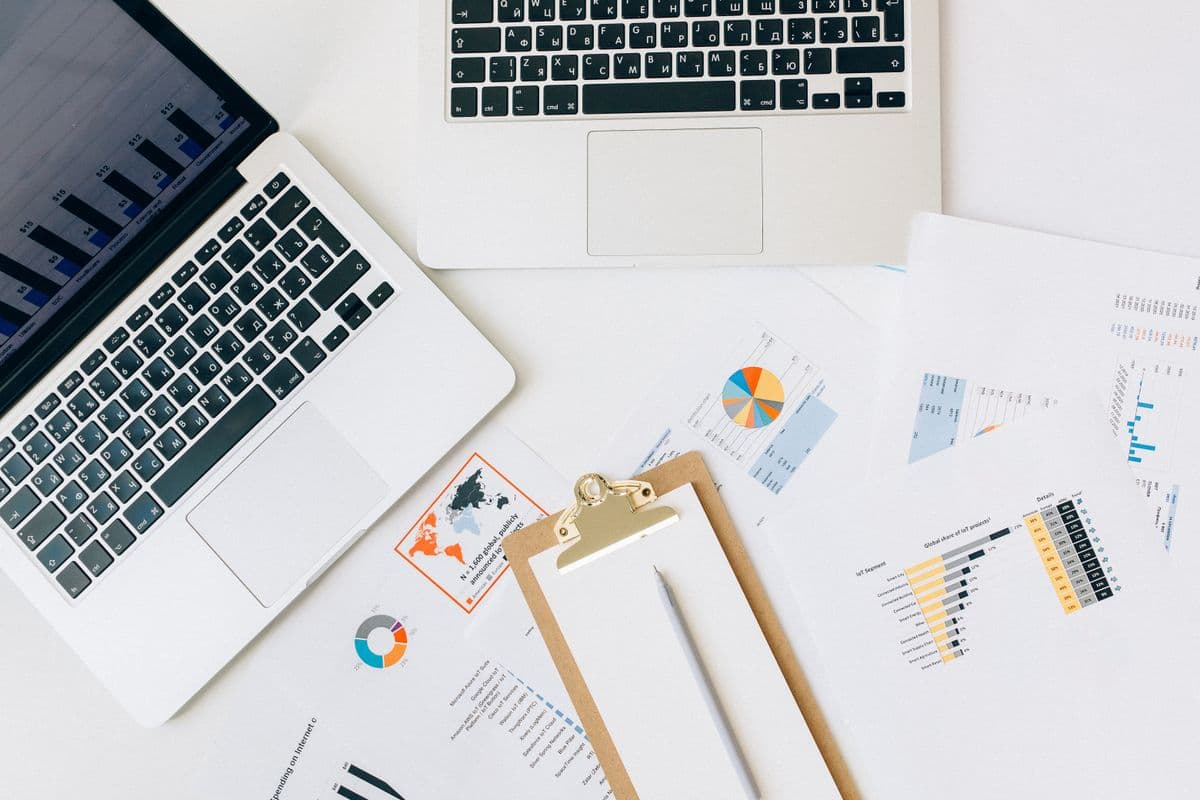 Marketing charts on a laptop