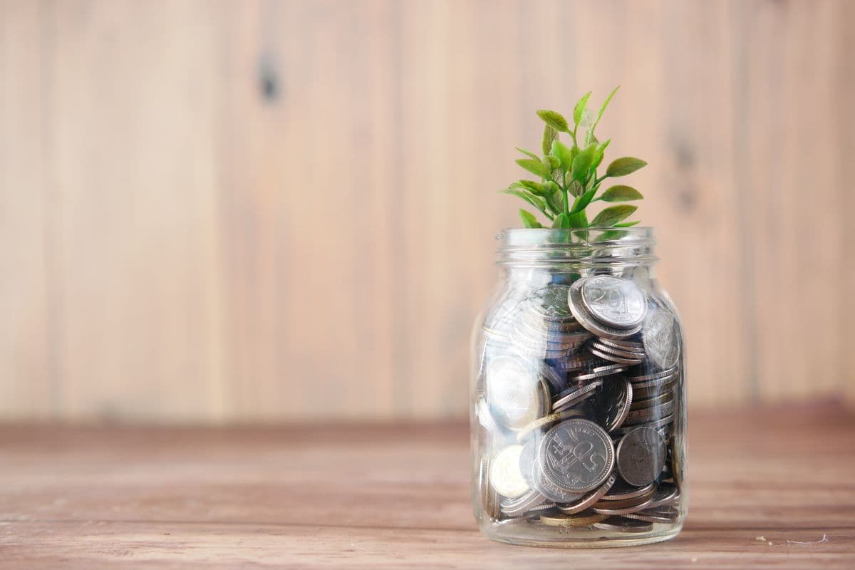 Coins in a savings jar